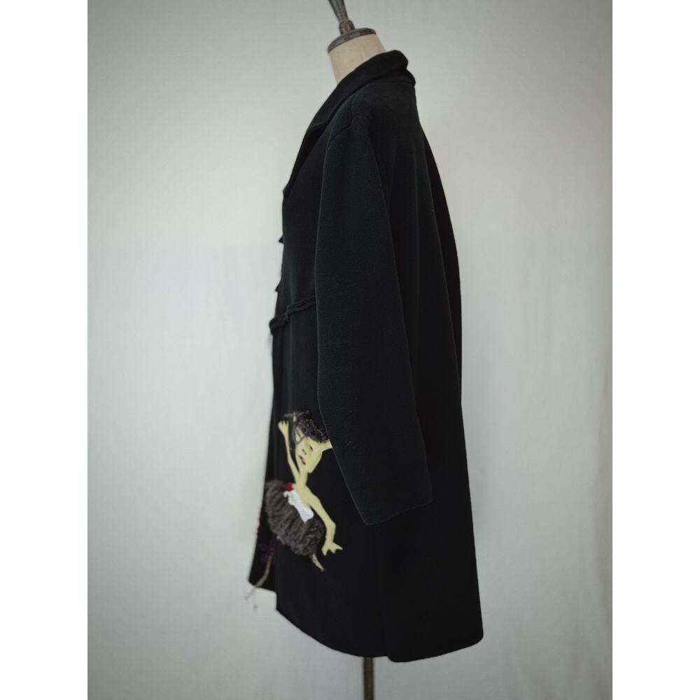 GISELLE SHEPATIN Black Embellished Coat Art to Wear Fleece OS #1-0168 - Picture 3 of 11